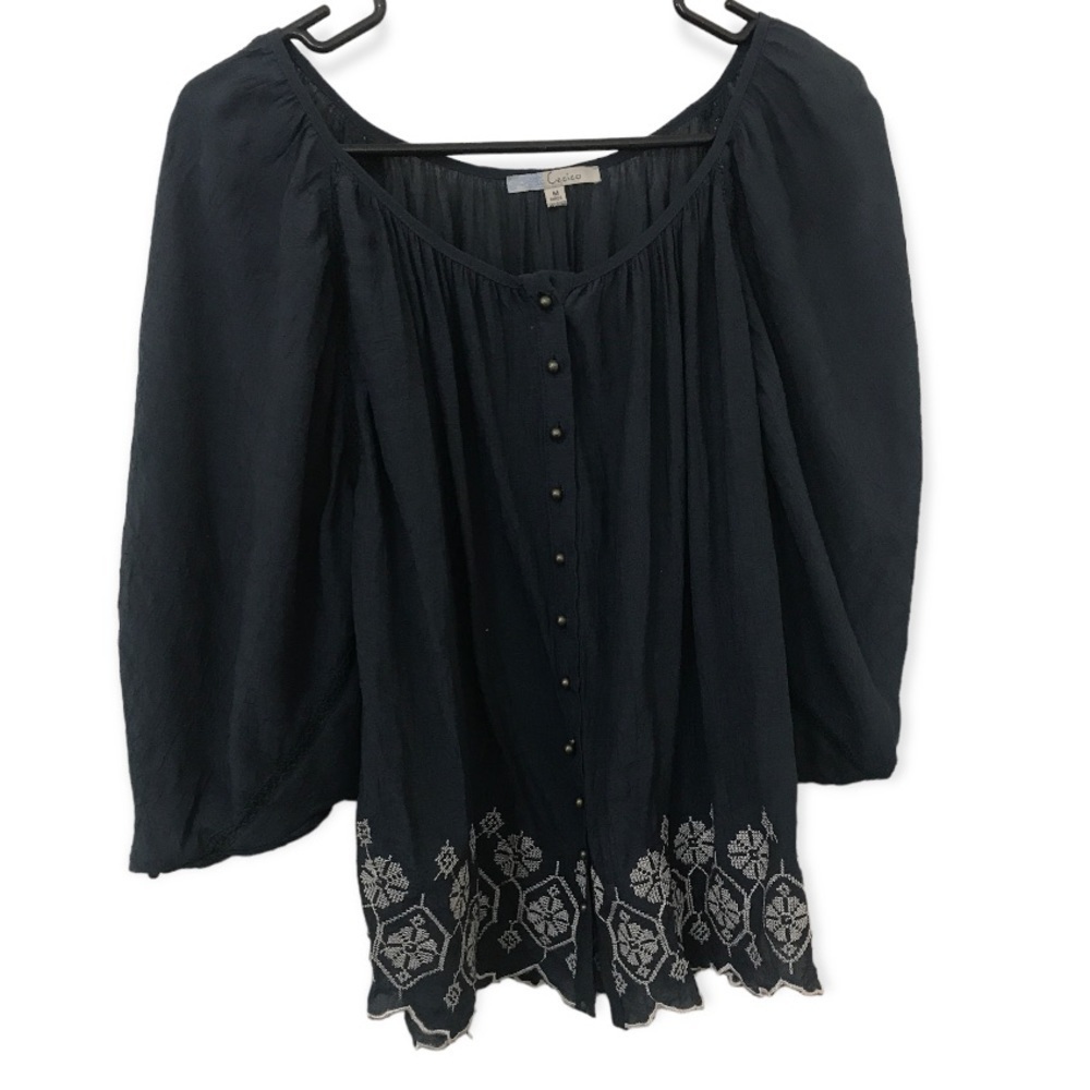 3/$15 Cecico blue boho wide dolman style sleeves top